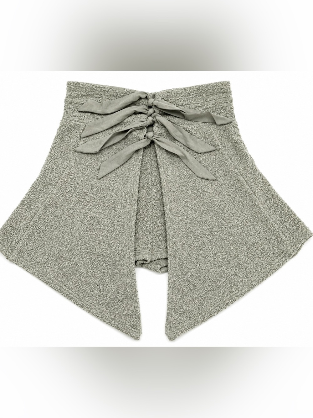 rite People Sage Green Textured Triple Tie Front Handkerchief Top M
